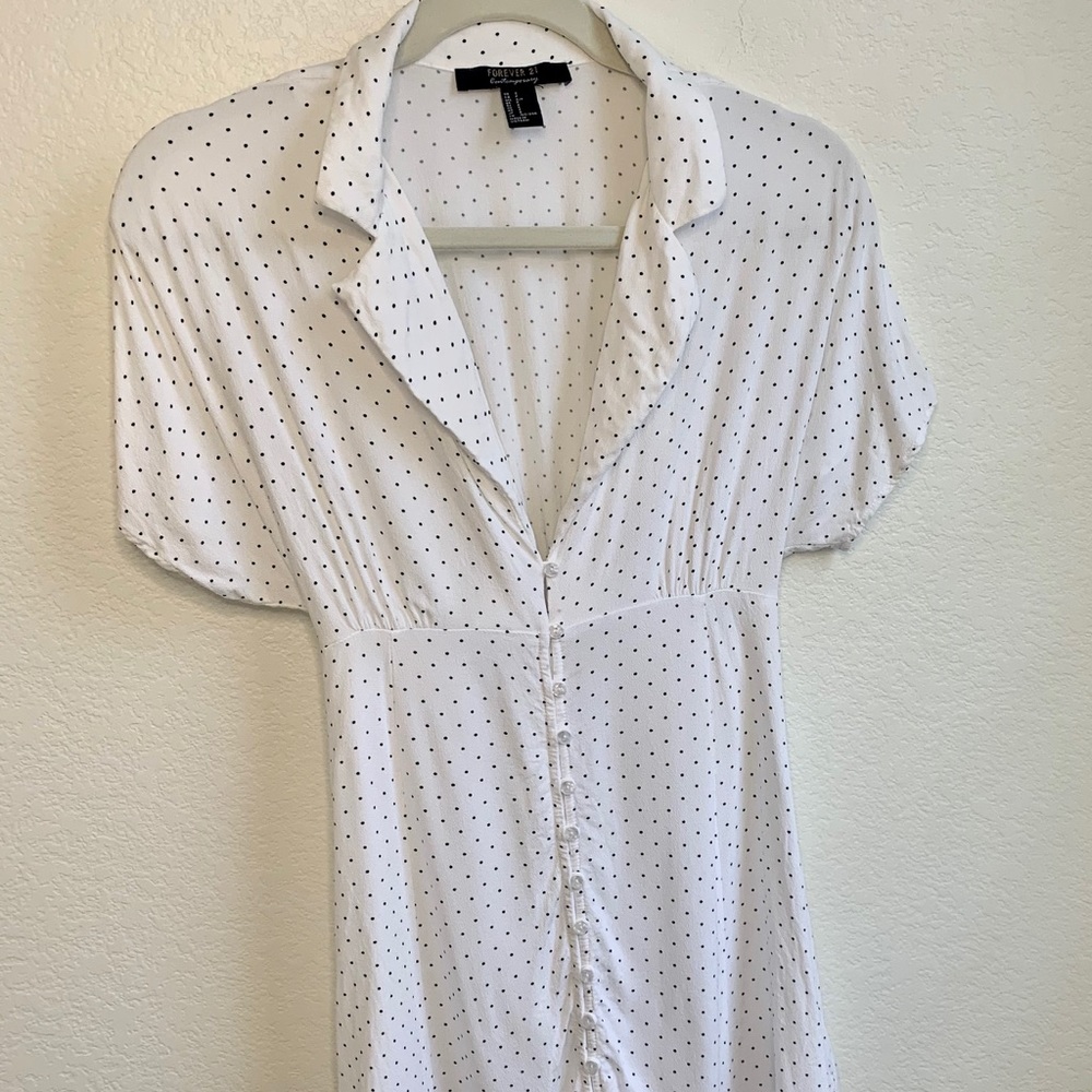 F21 Black & White Polka Dot Dress Size: Small